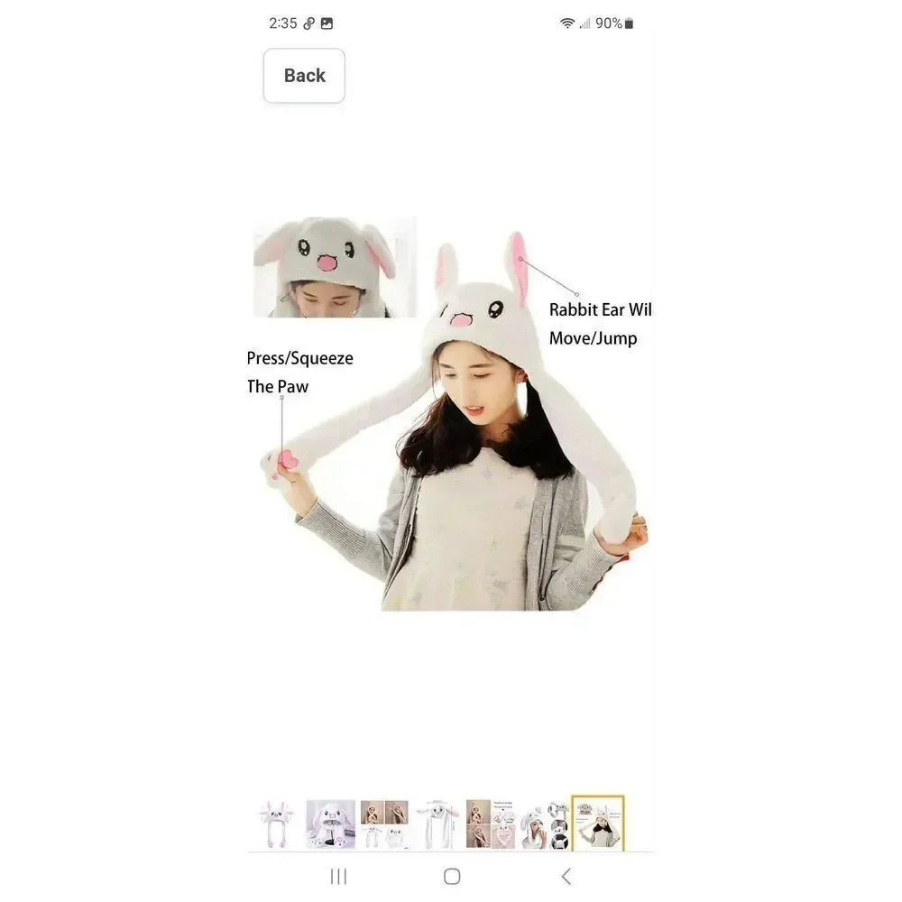 New Girls Easter Bunny Rabbit Hat Ears Move Pink White CUTE NWT